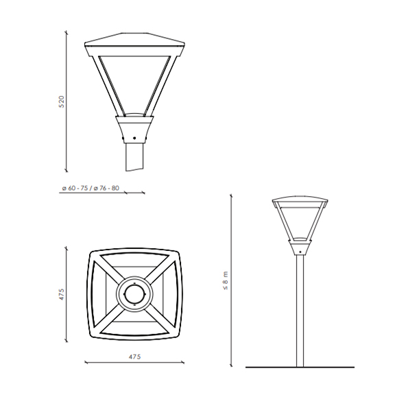 Dimensions for the LED amenity light Lilly