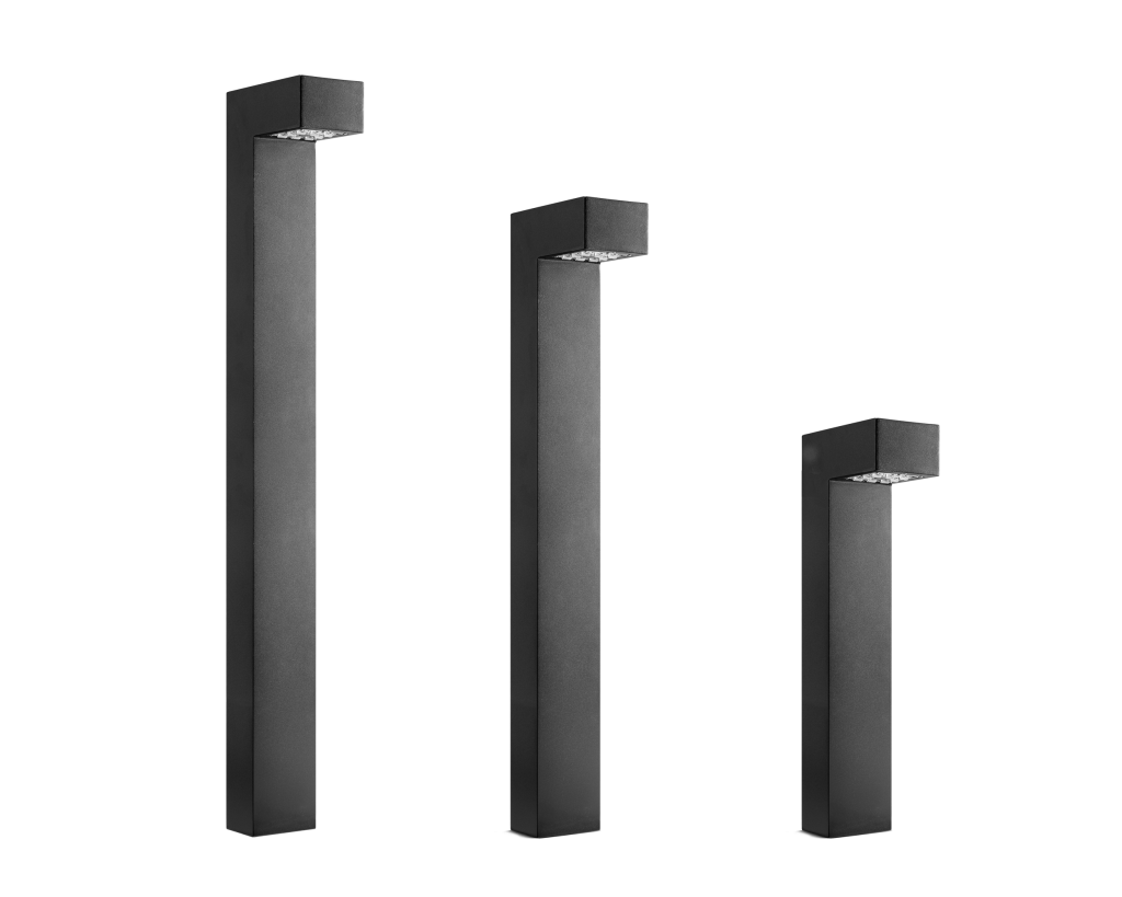 Minimalist LED Bollard Heron in three sizes with no flanced bottom