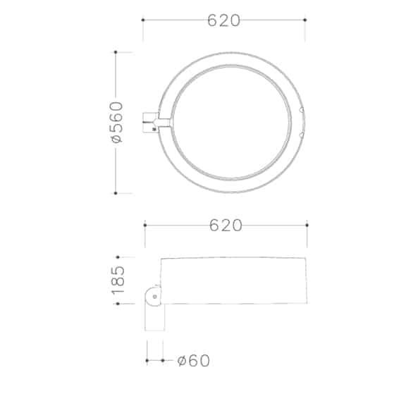 Dimensions for the Croma P LED light