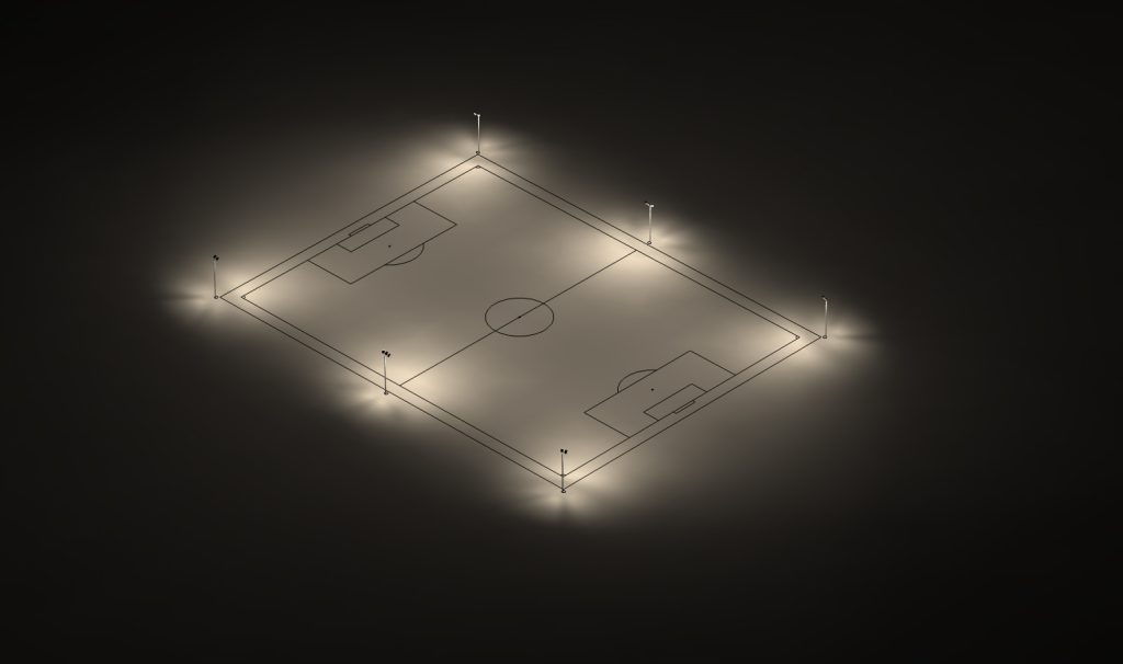 An example of a 3D render of a sports pitch.