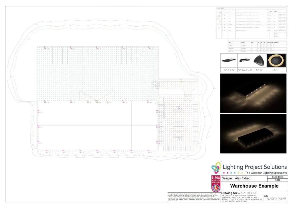 An example of a warehouse lighting design