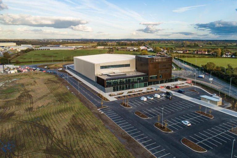 Cymru centre, zoomed out view of the car park.